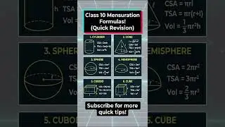 Class 10 Mensuration Formulas | One Shot Quick Revision 🔥 | Board Exam 2026
