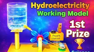 How to make hydro powerplant working model Hydroelectricity science exhibition project working model