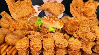 ASMR FRIED CHICKEN BURGER CHICKEN NUGGETS CHEESE BALLS MUKBANG맘스터치 통다리치킨 먹방チキンバーガー  咀嚼音EATING SOUNDS
