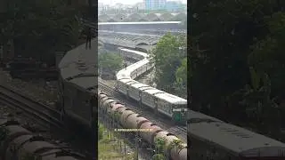 Train on an amazing s shape rail curve