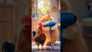 cat and han🐓🐱 friend#ai#chicken#comedy#cat#shorts#video