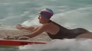 Brooke Burns One-Piece Black Hydrasuit Swimsuit Butt Speed Wave-Board Ocean Scene