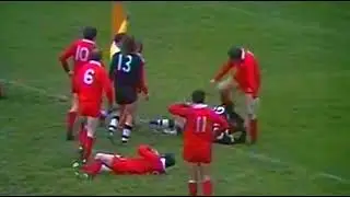 TIME JIM MILLS STAMPED ON JOHN GREENGRASS' HEAD LEAVING HIM NEEDING 15 STITCHES WALES V NEW ZEALAND