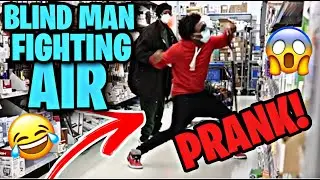 Blind Man Fighting The Air Public Prank😂 PUNCHED AN OLD LADY? (MUST WATCH)