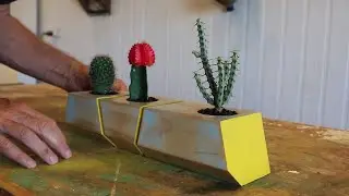 Proyectos Con Retazos De Madera Para Principiantes… ¡Maceteros Para Cactus SÚPER MODERNOS!