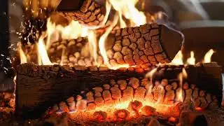 Night Fireplace 4K 🌙 Crackling Fire & Piano for Better Sleep