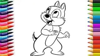 How To Draw Easy Chip & Dale Drawing, Painting & Coloring For Kids and Toddlers_🖌 Coloring Page 1M
