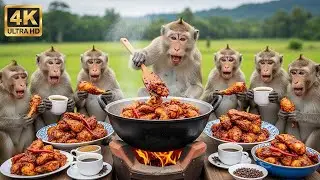 ☕🔥 Spicy Coffee Chicken?! Monkeys Tried a Forbidden Recipe 🐒 |  Cooking Experiment