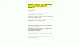 MICHIGAN DMV CDL TEST QUESTIONS WITH GUARANTEED CORRECT ANSWERS29
