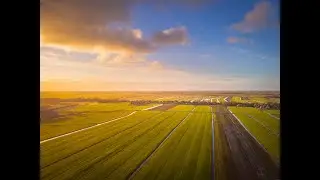 Typical Dutch ''polderlandscape'' in West-Friesland, near Hoorn. Filmed with a  DJI Mavic Mini 2. 4K