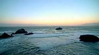 Ocean, Sky, Seashore w/ seals La Jolla, CA. Man rowing MysterEy1