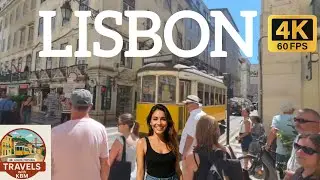 Lisbon Portugal 4K Walk: Rossio Square to Pra&ccedil;a do Com&eacute;rcio Waterfront