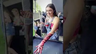 Red White and Black Body Marble Painting at a Festival