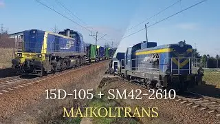 15D-105 z nowymi hopperami i  szutr&oacute;wkami oraz SM42-2610 na popychu