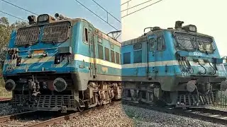 Same Powerful Acceleration Wag7 Perfect Train Crossing | Wag7 vs Wag7#race#speed#traincrossing#video