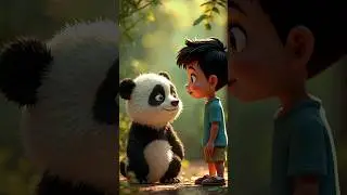 Cute boy and baby Panda friendship cartoon #cartoon #kids #friendshipcartoon #shorts #hindicartoon