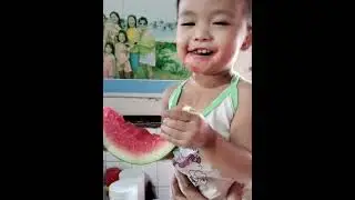 Baby Haella eating her fave watermelon 😋😋😋