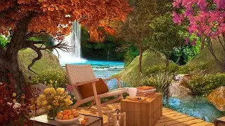 Cozy Terrace by the Waterfall view in Spring Day Ambience with Relaxing Birdsong by Dreamy Ambience