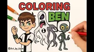 Coloring Ben 10, Ghost Freak & Grey Matter 👻🤖 Cartoon Art 🎨