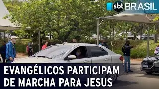 De carro, evang&eacute;licos participam de tradicional Marcha para Jesus | SBT Brasil (02/11/20)