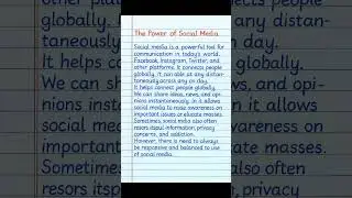 The Power of Social Media Essay | Short Paragraph | Notebook Style Handwriting