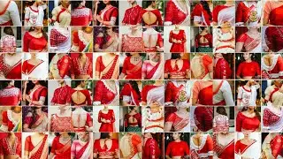 60+beautiful Bengali style blouse design |Durga pooja k liye red blouse | latest red blouse #bengali