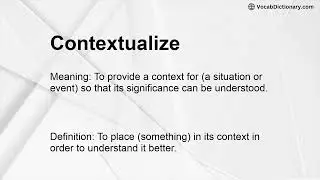 Contextualize Meaning