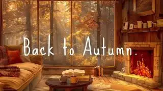 A cozy autumn cabin with soft music and golden forest views | perfect for sleep or relaxation. 🍂