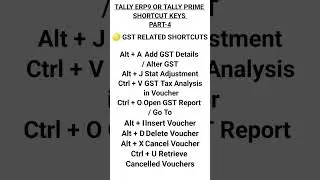 🟡 GST RELATED SHORTCUTS TALLY PRIME OR TALLY ERP9 #GST#KEYS#TALLY_PRIME#TALLY_ERP9#KEYS#GST PART-4