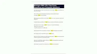Michigan DMV CDL Prep Exam Questions and Complete Solutions68
