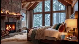 Luxury Snowy Cabin Fireplace ❄️🔥 Cozy Winter Ambience for Sleep, Relaxation & Deep Focus (4K)