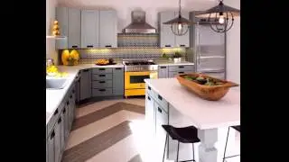 Wohnideen K&uuml;che Eklektisch Grau Gelb Holz Schmiedeeisen