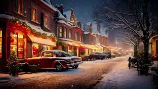 Old Town Christmas Ambience🎄 Cozy Cafe and Relaxing Sounds in Snowy Street