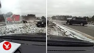Cop sees two crashes in 30 seconds as winter storm grips US