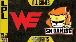 WE vs SN Highlights ALL GAMES | LPL Summer 2020 W1D3 | Team WE vs Suning Gaming