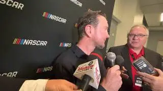 Kurt Busch talks with media during Championship Week in Nashville