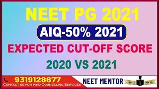 NEET PG 2021 AIQ-50% Expected cut off score