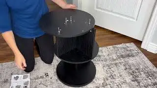 Living Room Side Table, Office Round Bookshelf End Table, Bedroom Mid Century Modern Nightstands,