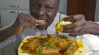 Asmr mukband draw soup pounded yaw fufu #foodie #nigeria #asmr #mukbang 