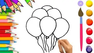 How To Draw cute Balloons Drawing, Painting & Coloring For Kids and Toddlers_🌈🎨