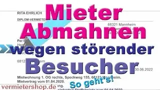Ruhest&ouml;rung durch Besucher des Mieters - Hausverbot, Abmahnung. Mustertext - Immobooks.de