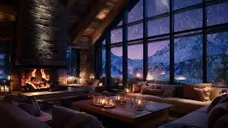 Snowy Wind and Crackling Fireplace Sounds for Deep Sleep, Stress Relief and Winter Night Calm