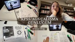 AGS/KPSS &ccedil;alışma g&uuml;nl&uuml;ğ&uuml;m13| k&uuml;t&uuml;phanede bir g&uuml;n boyunca neler &ccedil;alıştım? sessiz vlog, ortam sesleri
