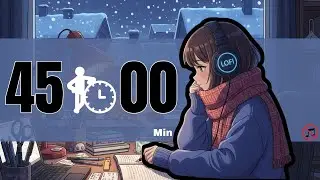 45-Minute Winter Countdown Timer ❄️ Cozy Snow & Coffee Ambience  집중 Work/Study Session