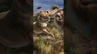 Smilodon fatalis vs Panthera atrox  #animals #shorts #dinosaur #explore #jurassicworld