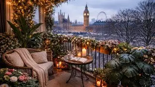 London Balcony Ambience 🌙 | Relaxing Piano Music with City View & Cozy Lights