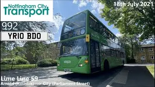 Nottingham City Transport: 992 on Lime Line 59 to City (UK Timelapse #13)