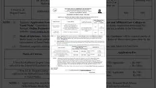 ADMISSION FOR 3 YEAR LL.B DEGREE COURSE 2024 - 2025. #tndalu #llb #admission #application #lawcourse