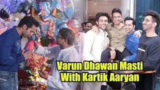 Varun Dhawan & Kartik Aaryan Masti With Bhushan Kumar @ T-Series Ganpati