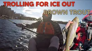 Trolling for Ice out Brown Trout. Maine.